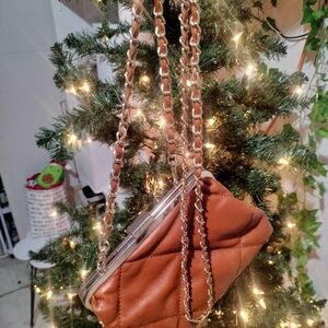 Urban Expressions Tan Quilted Chain Clutch